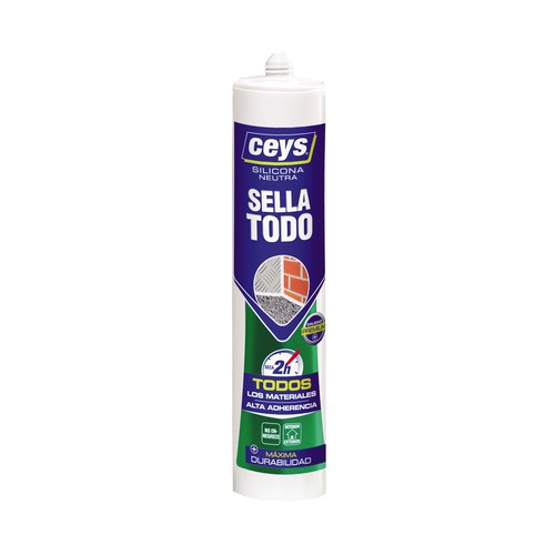 Silicona neutra multiusos, translúcido, CEYS Sella Todo, 280ml.