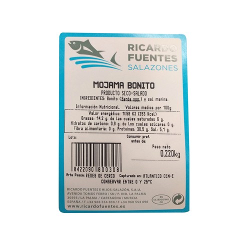 RICARDO FUENTES E HIJOS Mojama de bonito RICARDO FUENTES 220 g.