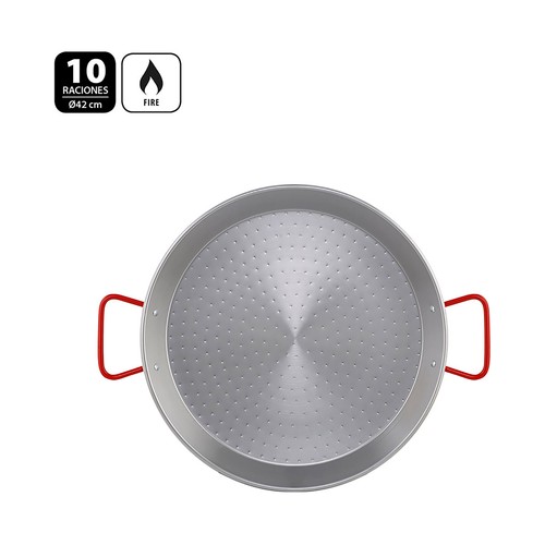 Paellera de acero pulido apta para cocinas de gas y de leña, 42cm. METALTEX.