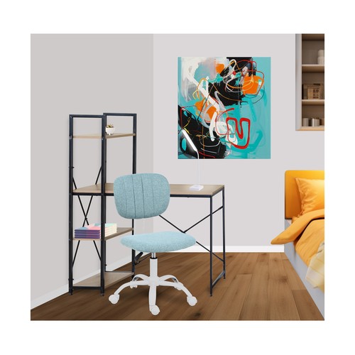 Silla de escritorio regulable,color azul con base blanca, CAMILLO RIGAMONTI