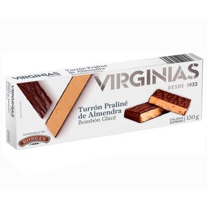 Imagen de VIRGINIAS Turrón de praliné de almendras bombón glace 150 g.
