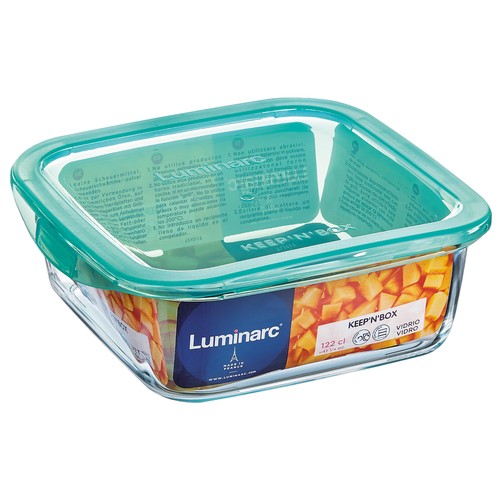 Recipiente hermético cuadrado de vidrio templado Keep"n"Box, 1,22 litros LUMINARC.