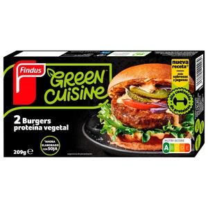 Imagen de FINDUS Green cuisine Burgers veganas de proteína de guisante y soja 2 x 100 g.