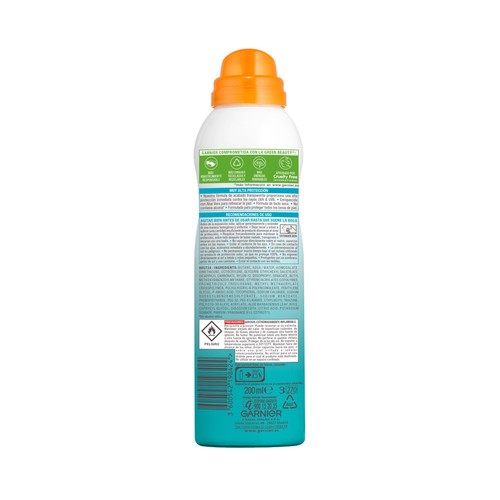 DELIAL UV water de Garnier Bruma solar en spray, con acción protectora y refrescante y FPS 50 (muy alto)  200 ml.