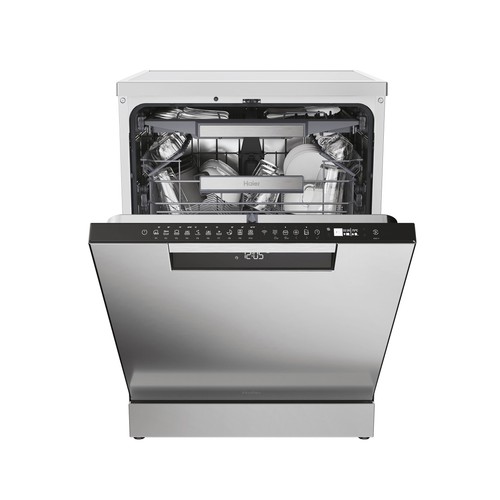 Lavavajillas HAIER XF 5C4M1, Inox, 15 servicios, clasificación energética C, H: 85cm, A: 59,7cm, F: 59,8cm.