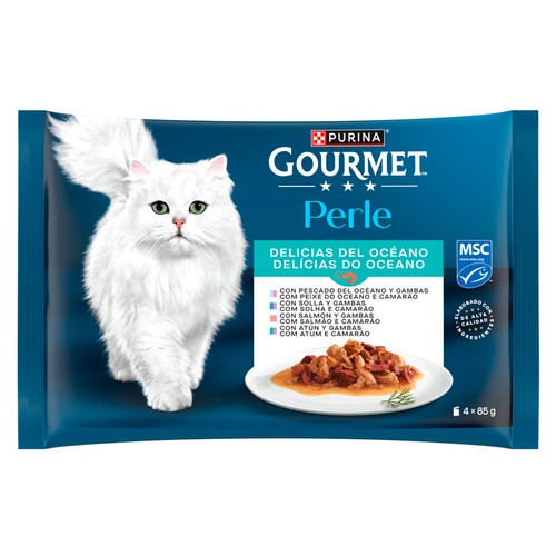 PURINA GOURMET Comida para gatos húmeda a base de pescado PERLE 4 uds. 85 g