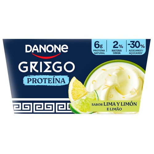 DANONE Proteína Yogur griego sabor lima y limón 4 x 110 g.