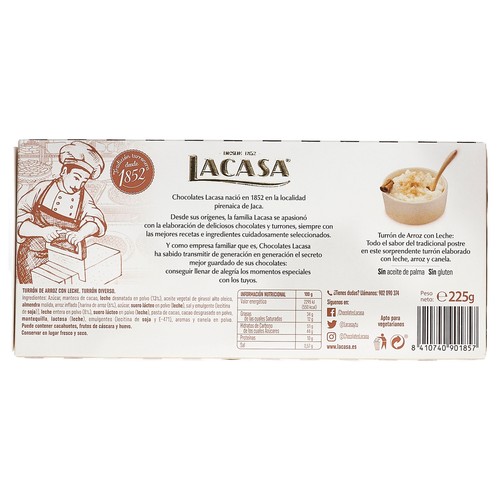 LACASA Turrón de arroz con leche 225 g.
