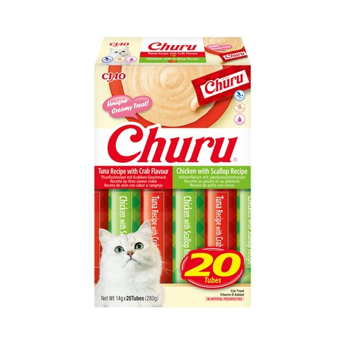 CHURU Snack gato líquido atún y pollo 20 X 14gr