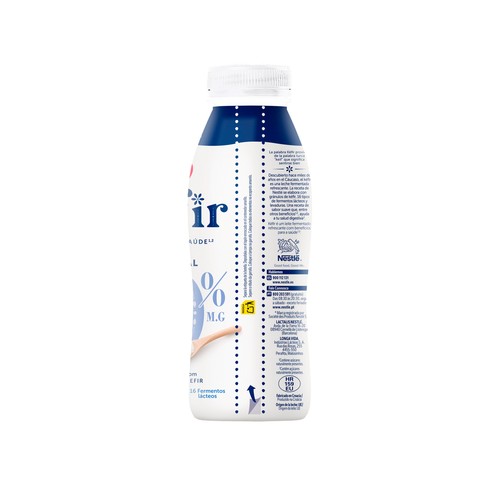 NESTLÉ kefir líquido natural desnatado sin azúcar añadido 499 ml.
