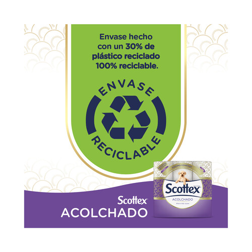 SCOTTEX Papel higiénico triple capa, acolchado 9 rollos