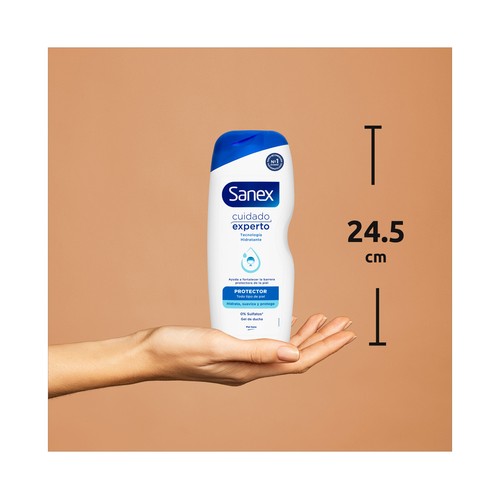 SANEX Cuidado experto protector Gel hidratante para ducha o baño, para todo tipo de pieles 600 ml.