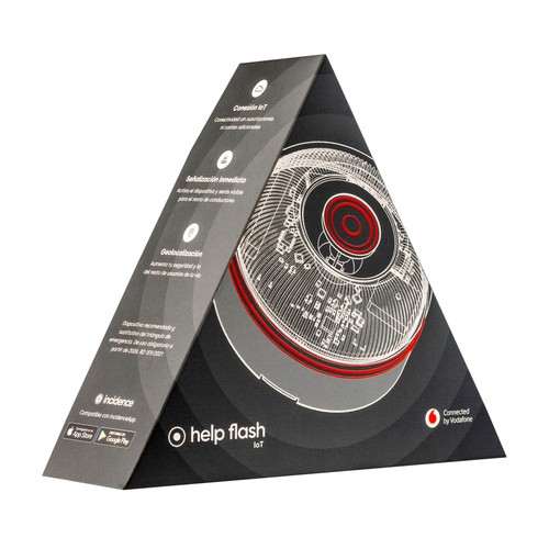 Baliza de emergencia V16 HELP FLASH IoT V16, Geolocalización, activación manual, conectividad Vodafone ( 12 años incl.).