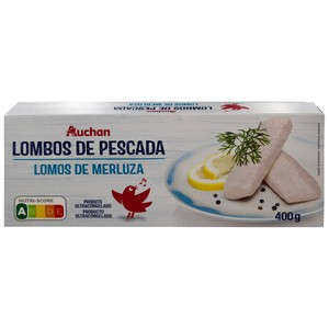 Imagen de AUCHAN Lomos de merluza, limpios y ultracongelados 400 g. Producto Alcampo