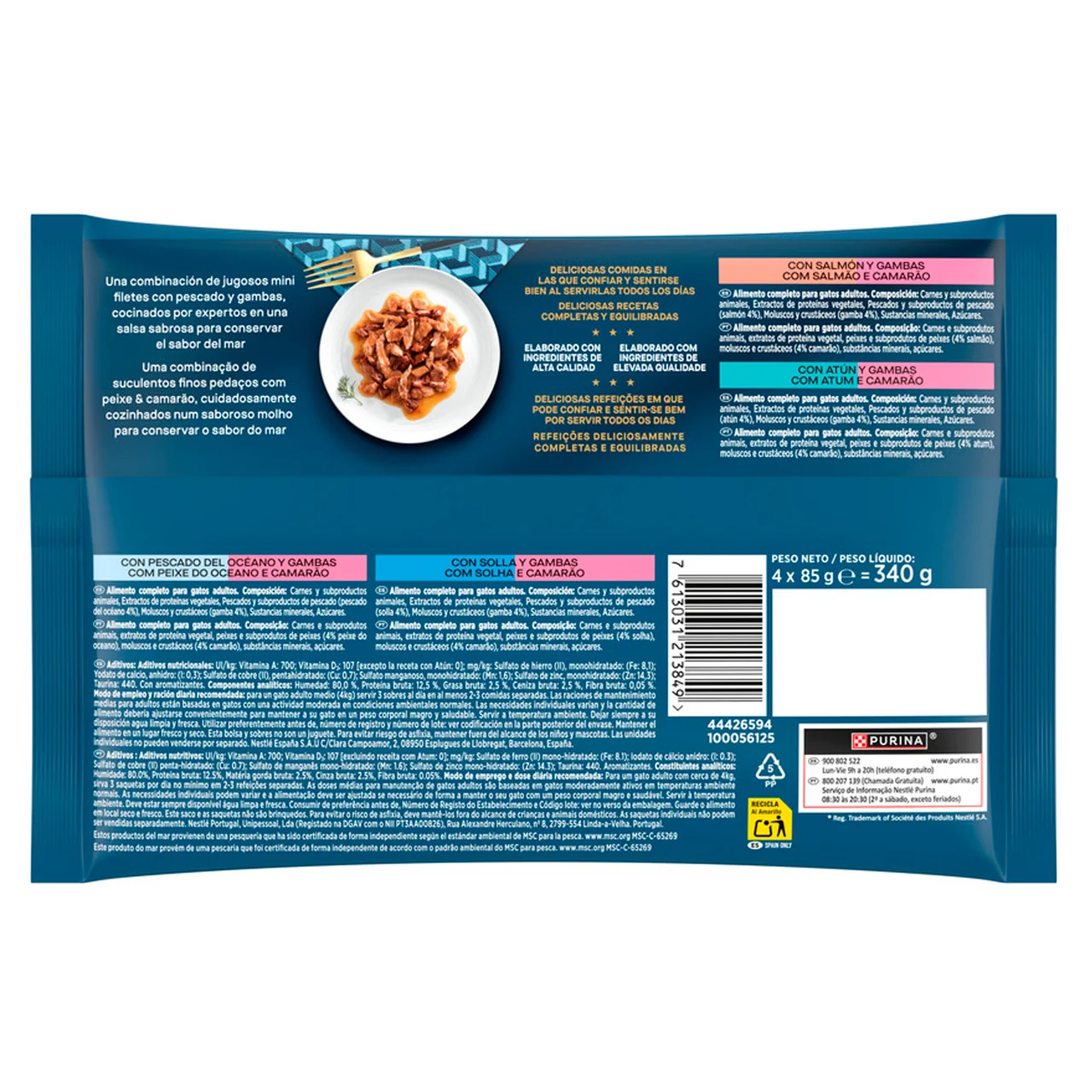 PURINA GOURMET Comida para gatos húmeda a base de pescado PERLE 4 uds. 85 g