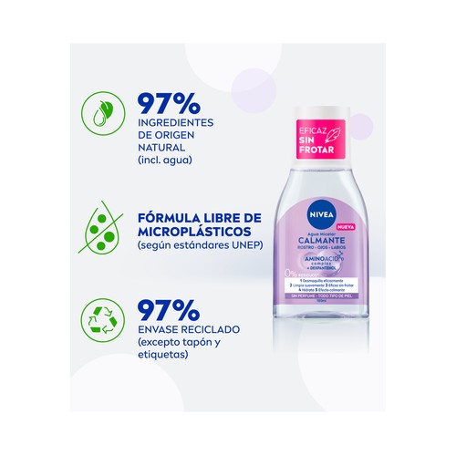 NIVEA Aminoacid complex Agua micelar desmaquilladora de rostro y ojos, para todo tipo de pieles 100 ml.
