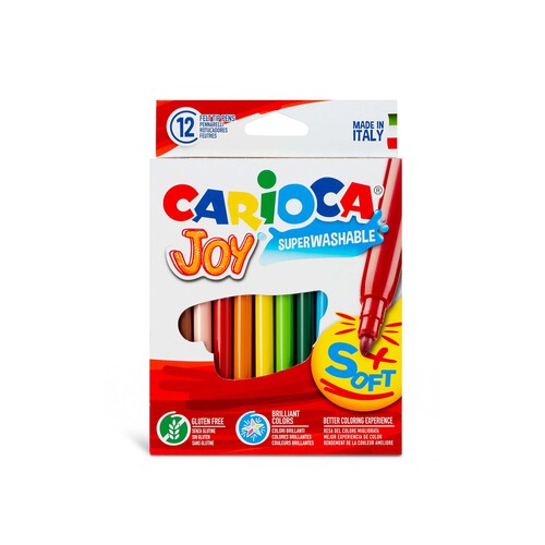 Pack de 12 rotuladores lavables de colores, CARIOCA JOY.