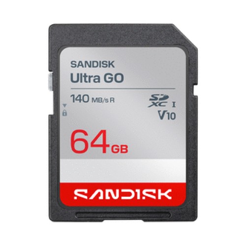Tarjeta SD XC 64GB SANDISK Ultra Go, Uhs-i Clase 10.