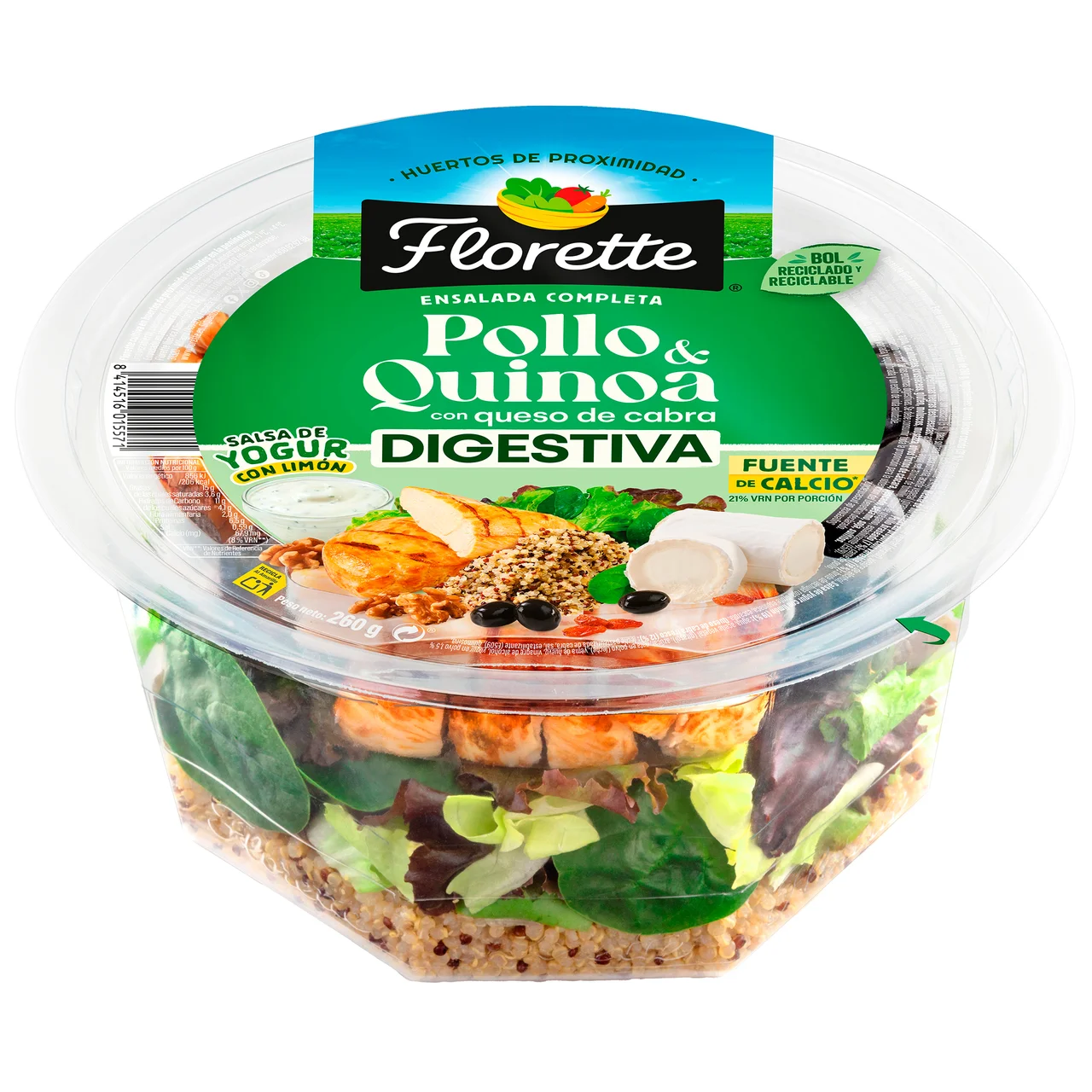 Ensalada digestiva de quino y queso de cabra 260 g.