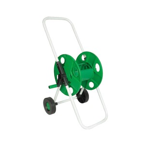 Imagen de Carro portamangeras de PVC, con estructura de aluminio, ruedas y mango ajustable en altura hasta 60 centímetros TRESDOGAR 1 unidad.