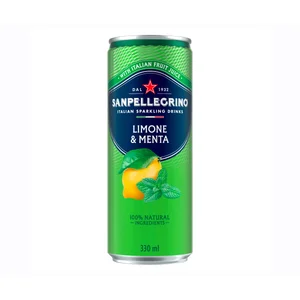 SANPELLEGRINO Agua con gas mineral sabor limón y menta 330 ml.