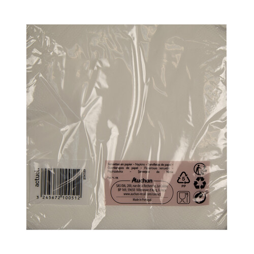 ACTUEL Servilletas de papel desechables blancas,2 capas 33 x 33 cm ACTUEL 100 uds.