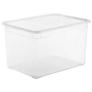 Caja de ordenación transparente con tapa clic, 46 litros, 55x37,5x31,5 cm.ACTUEL.