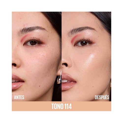 MAYBELLINE Lifter plump & glow tono 114 Base de maquillaje fundente con FPS 15.