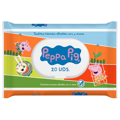 PEPPA PIG Toallitas húmedas infantiles para la limpieza de cara y manos PEPPA PIG 20 uds.