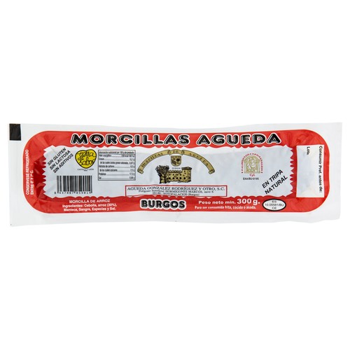 Morcilla de Burgos de arroz, envasada al vacío SOTOPALACIOS 300 g.