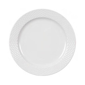 Imagen de Plato llano de cerámica color blanco con filo diseño trenzado, 27 centímetros de diámetro EFG.