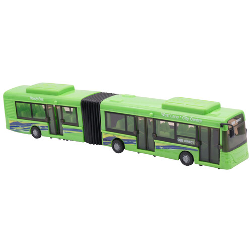 Autobús articulado con ruedas libres, 38cm, color rojo, blanco o verde surtido ONE TWO  FUN ALCAMPO.