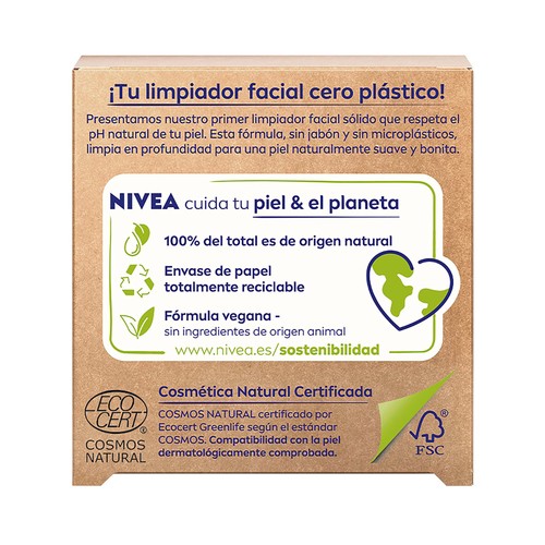 NIVEA Limpiador facial sólido con acción exfoliante y limpieza prounda NIVEA Naturally clean 75 cl.