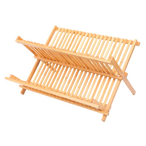 Escurreplatos de madera plegable, material bambú, 40 x 35,5 x 4 cm, ALCAMPO.