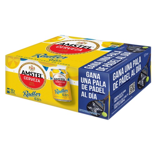 Cervezas con zumo natural de limón y 0,0 % alcohol AMSTEL RADLER pack 12 uds. x 33 cl.
