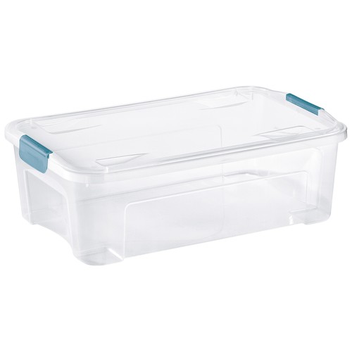 Caja de ordenación de polipropileno transparente con cierre de clip, 29,5 litros, ACTUEL.