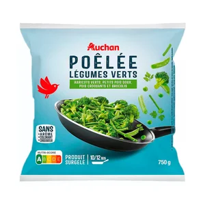 AUCHAN Salteado de verduras verdes 750 g Producto Alcampo.