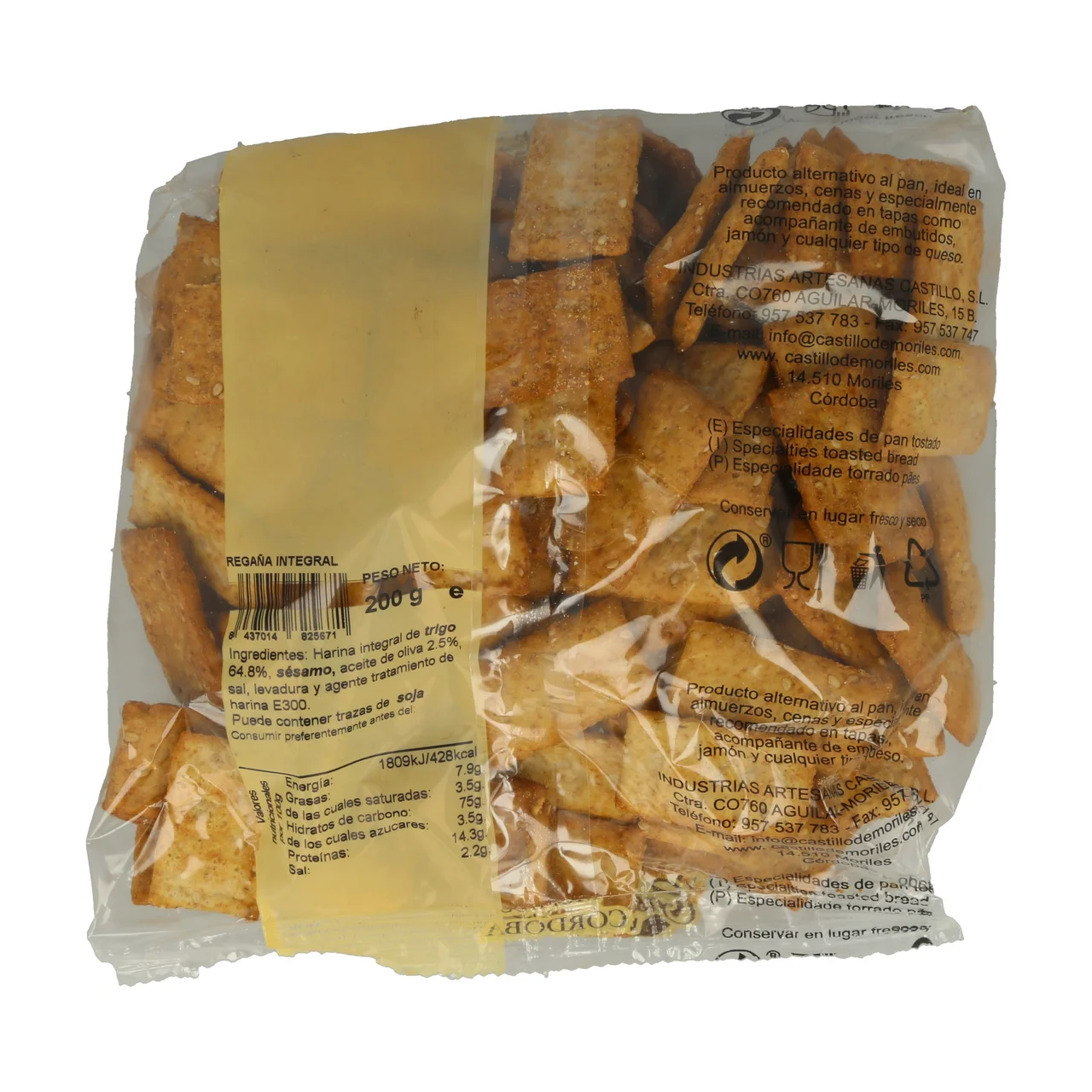 Regañas artesanas integrales 200 g.