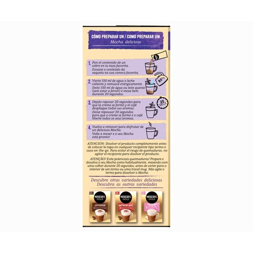 NESCAFÉ GOLD Café soluble capuccino mocha 8 uds.x 18 g.