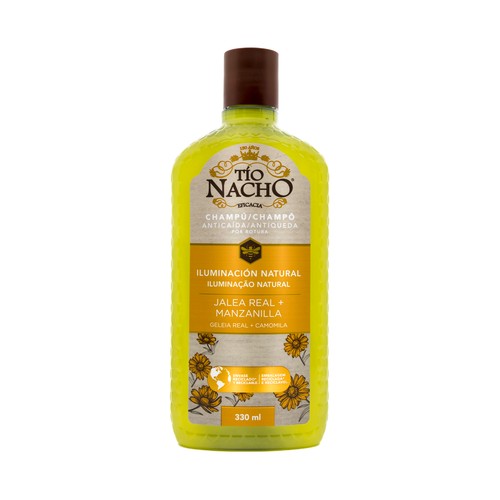 TIO NACHO Champú aclarante y anticaída por rotura, con jalea real y manzanilla 330 ml.