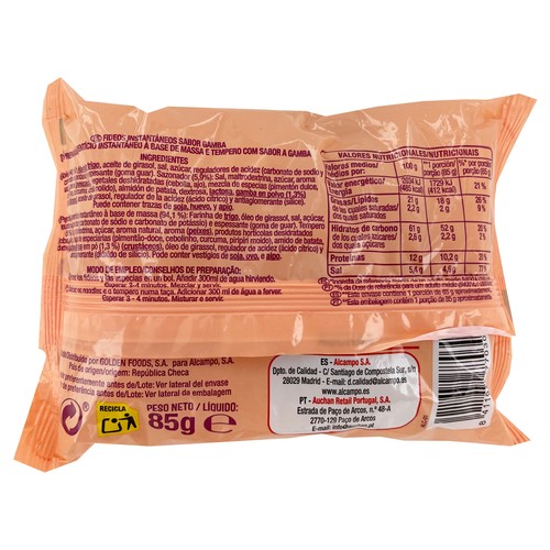 PRODUCTO ALCAMPO Noodles sabor gambas 85 g.