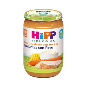 Hipp Biológico Tarrito (con Trocitos) de Verduritas Ecológicas con Pavo, a Partir de 12 Meses 220 G.
