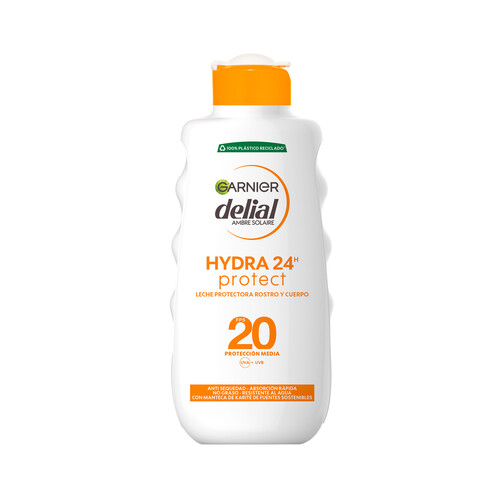 DELIAL Leche solar protectora en spray con acción hidratante y FPS 20 (medio) DELIAL Hydra 24h protect 200 ml.