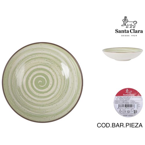 Plato hondo 21cm melamina, modelo Loop verde. MONACO