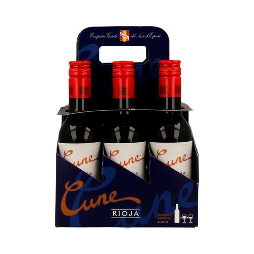 Vino tinto crianza con denominación de origen Rioja CUNE 6 x 18.7 cl.