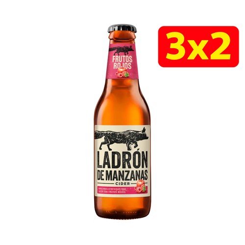 Sidra de manzana con frutos rojos LADRÓN DE MANZANAS botellin de 25 cl.