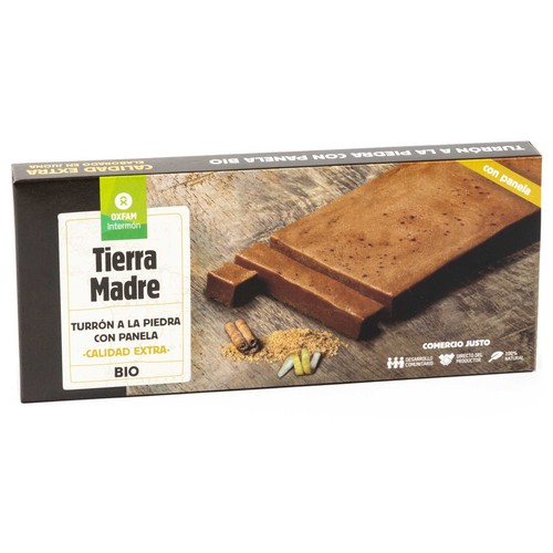 OXFAM INTERMON Tierra madre Turrón a la piedra de calidad extra con panela ecológica de comercio justo 200 g.