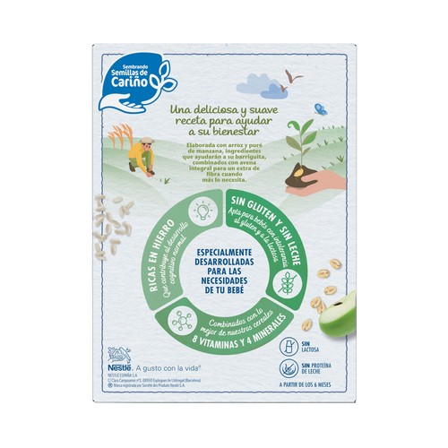 NESTLÉ Expert Papilla sin gluten de avena, arroz y manzana, a partir de 6 meses 250 g. 