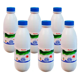 AUCHAN Leche de vaca semidesnatada 6 x 1,5 l Producto Alcampo.