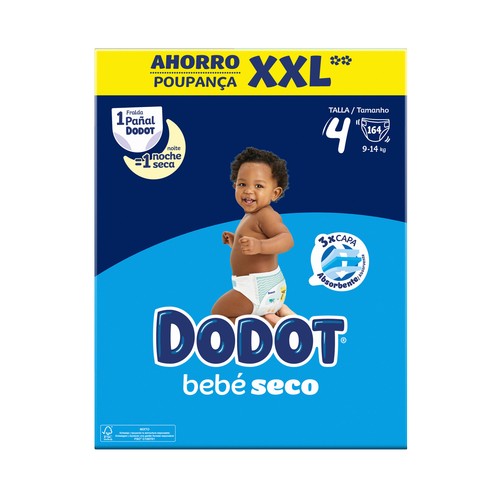 DODOT Bebé-seco Pañales talla 4 (9-14 kg) 164 uds.